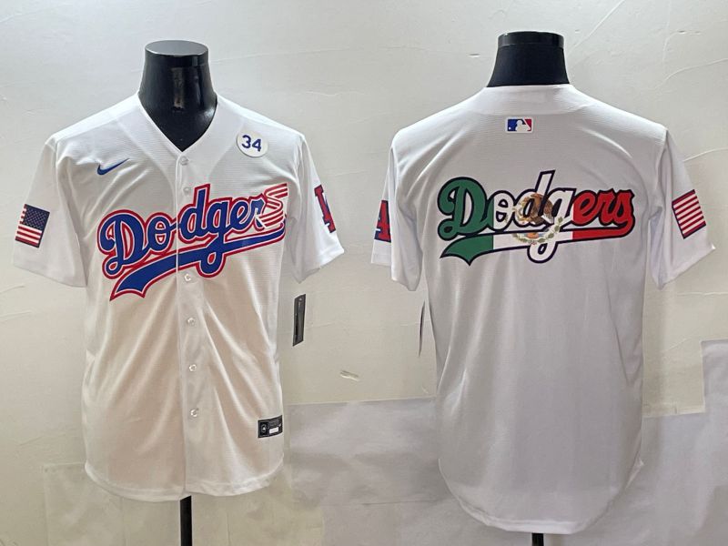Men Los Angeles Dodgers Blank White national flag second generation joint name Nike 2025 MLB Jersey style 10->los angeles dodgers->MLB Jersey